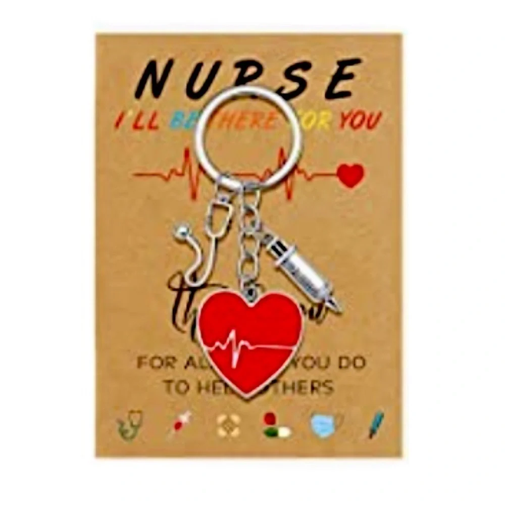 Nurse Keychain Gift Set 3 Pendants with Appreciation Thank You Card RN